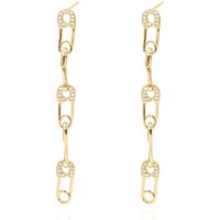 Jet Safety Pin Drop Earrings | 14K Gold Plated
