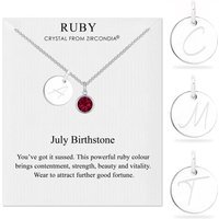 July (Ruby) Birthstone Necklace with Initial Charm (A to Z) Created with Zircondia® Crystals buy online shopping cheap sale