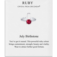 July (Ruby) Adjustable Birthstone Ring Created with Zircondia® Crystals