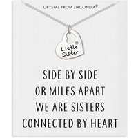 Little Sister Heart Necklace with Quote Card Created with Zircondia® Crystals