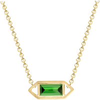 Modern Edge Baguette Tsavorite Geometric Necklace