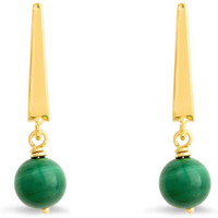 Modern Edge Malachite Drop Stud Earrings