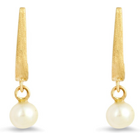 Modern Edge Pearl Drop Stud Earrings