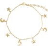 Nazma Moon & Star Charm Anklet | 14K Gold Plated buy online shopping cheap sale