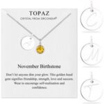 November (Topaz) Birthstone Necklace with Initial Charm (A to Z) Created with Zircondia® Crystals