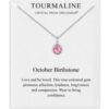 October (Tourmaline) Birthstone Necklace Created with Zircondia® Crystals