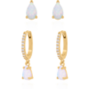 Opal Earring Gift Set | Huggie Hoops & Stud Earrings | 18k Gold Plated buy online shopping cheap sale