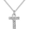 Pave Initial Necklace Letter T Created with Zircondia® Crystals buy online shopping cheap sale