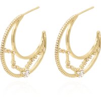 Phoebe Constellation Moon Hoop Earrings | 14K Gold Plated