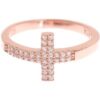 Pink Gold 925 Silver Womens Cross CZ Ring buy online shopping cheap sale
