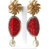 Red Watermelon Gold Brass Crystal Clip Dangling Earrings buy online shopping cheap sale
