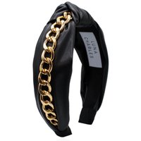 Rihanna Leather Chain Headband – Black