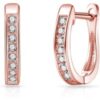 Rose Gold Plated Channel Set Hoop Earrings Created with Zircondia® Crystals buy online shopping cheap sale