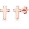 Rose Gold Plated Cross Stud Earrings buy online shopping cheap sale