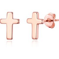 Rose Gold Plated Cross Stud Earrings