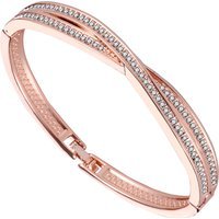 Rose Gold Plated Crossover Bangle Created with Zircondia® Crystals