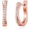 Rose Gold Plated Crossover Hoop Earrings Created with Zircondia® Crystals buy online shopping cheap sale