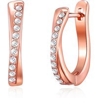 Rose Gold Plated Crossover Hoop Earrings Created with Zircondia® Crystals