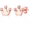 Rose Gold Plated Crown Stud Earrings buy online shopping cheap sale