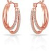 Rose Gold Plated Double Hoop Earrings Created with Zircondia® Crystals buy online shopping cheap sale