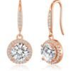 Rose Gold Plated Halo Drop Earrings Created with Zircondia® Crystals buy online shopping cheap sale