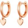 Rose Gold Plated Heart Charm Hoop Earrings buy online shopping cheap sale