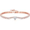 Rose Gold Plated Heart Solitaire Tennis Bracelet Created with Zircondia® Crystals buy online shopping cheap sale