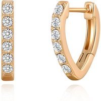 Rose Gold Plated Huggie Hoop Earrings Created with Zircondia® Crystals