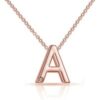 Rose Gold Plated Initial Necklace Letter A Created with Zircondia® Crystals