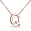 Rose Gold Plated Initial Necklace Letter Q Created with Zircondia® Crystals buy online shopping cheap sale