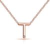 Rose Gold Plated Initial Necklace Letter T Created with Zircondia® Crystals