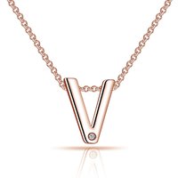 Rose Gold Plated Initial Necklace Letter V Created with Zircondia® Crystals