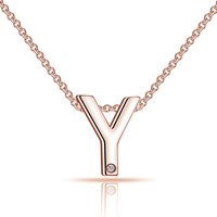 Rose Gold Plated Initial Necklace Letter Y Created with Zircondia® Crystals