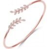 Rose Gold Plated Leaf Bangle Created with Zircondia® Crystals buy online shopping cheap sale