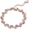 Rose Gold Plated Leaf Bracelet Created With Crystals From Zircondia® buy online shopping cheap sale