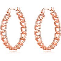 Rose Gold Plated Link Hoop Earrings