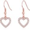 Rose Gold Plated Open Heart Drop Earrings Created with Zircondia® Crystals buy online shopping cheap sale