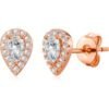 Rose Gold Plated Pear Halo Earrings Created with Zircondia® Crystals buy online shopping cheap sale