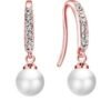 Rose Gold Plated Pearl Drop Earrings Created with Zircondia® Crystals buy online shopping cheap sale