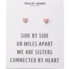 Rose Gold Plated Sister Heart Stud Earrings with Quote Card buy online shopping cheap sale