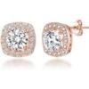 Rose Gold Plated Square Halo Earrings Created with Zircondia® Crystals buy online shopping cheap sale