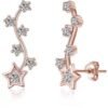 Rose Gold Plated Star Climber Earrings Created with Zircondia® Crystals buy online shopping cheap sale