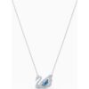SWAROVSKI DANCING SWAN NECKLACE, BLUE, RODIUM PLATED