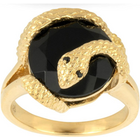 Sarpe Onyx & Black Spinel Guarding Snake Ring