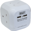 Sealey 4 Way Mains Extension Cube and USB Sockets 240v 1.4m buy online shopping cheap sale