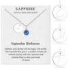 September (Sapphire) Birthstone Necklace with Initial Charm (A to Z) Created with Zircondia® Crystals buy online shopping cheap sale