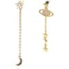 Serena Star and Planet Drop Earrings | 14K Gold Plated