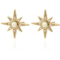 Serin Star Opal Stud Earrings | 18K Gold Plated