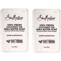 Shea Moisture 100% Virgin Coconut Oil Leave-In Treatment 237ml – Bar Soap 8oz – (2pks)