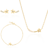 Shooting Star Gift Set | Necklace Earrings & Bracelet | 18k Gold Plated